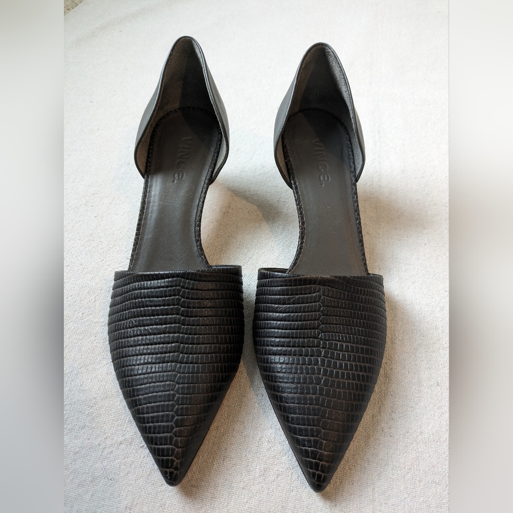 Vince Black Croc-Embossed Heels